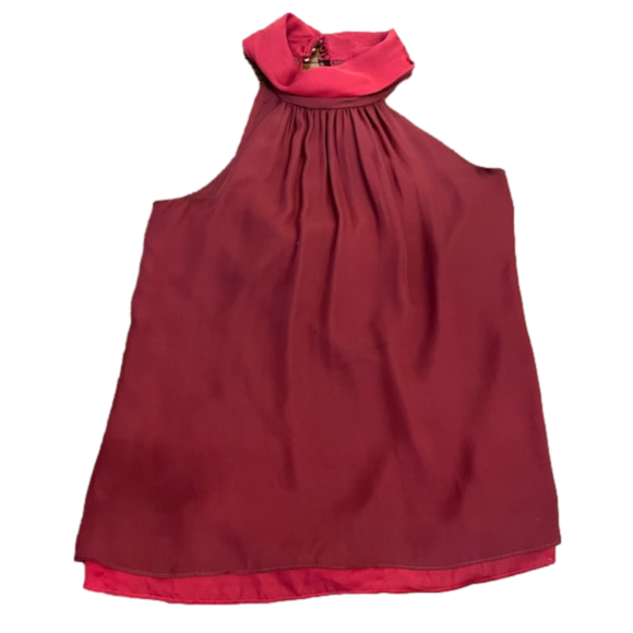 White House Black Market Tops - White House Black Market Women’s Maroon Halter 100% Silk Top Size 10